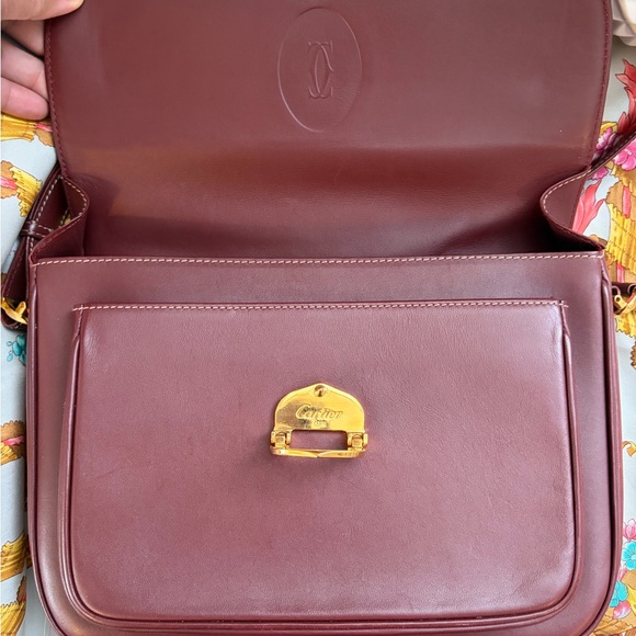 ❤️Elegant Cartier All
 Leather Burgundy Shoulder Bag❤️ Authentic - Picture 6 of 17